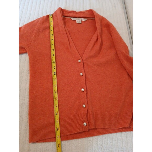 Nougat Womens London Orange Ruched Cropped Shrunken Sweater Lambswool Blend Sz 2 - Picture 9 of 16